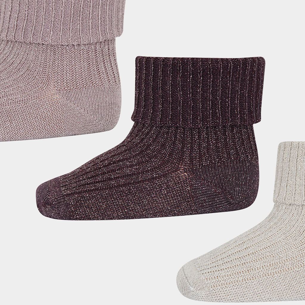 Socken Ida Glitter Mauve 3-Pack