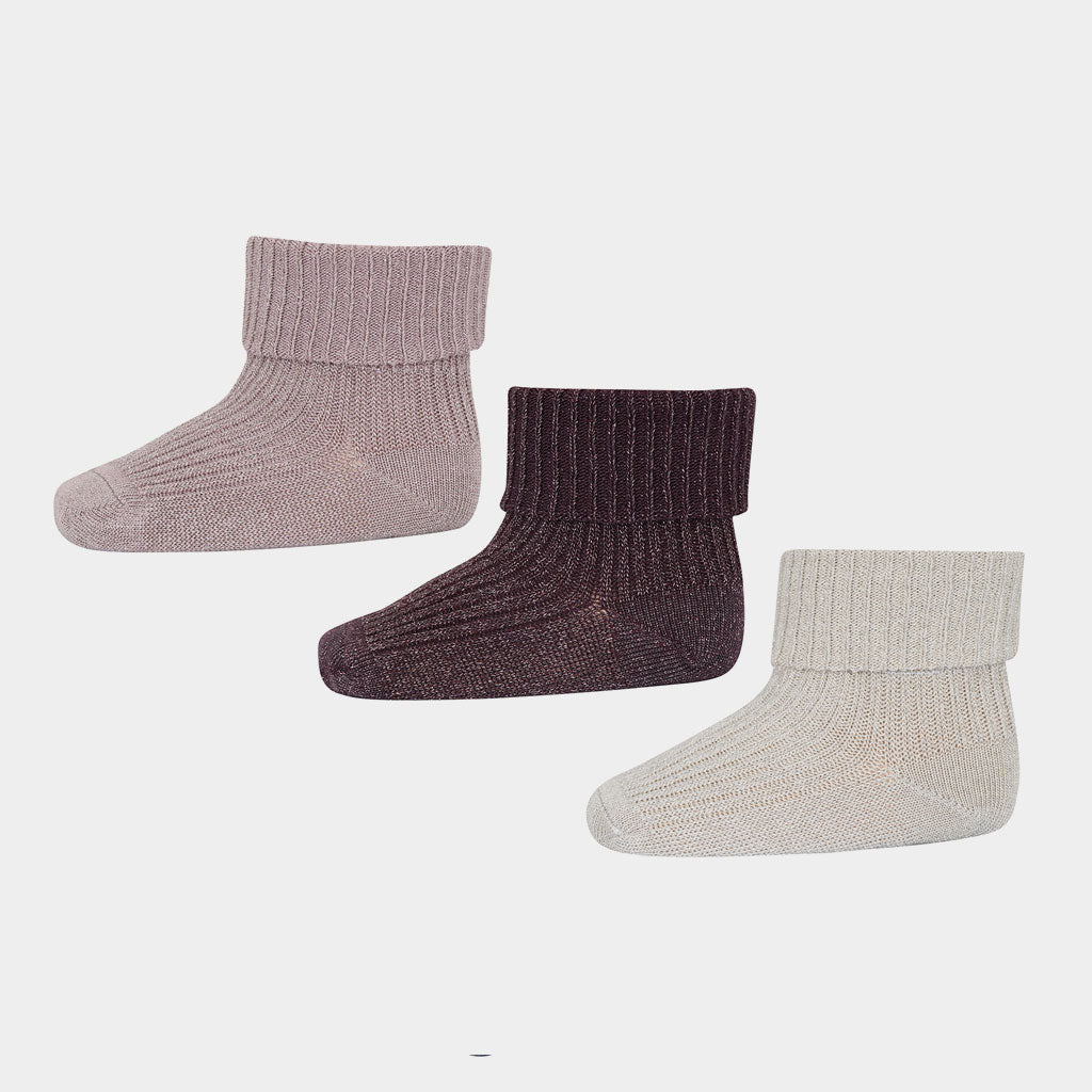 Socken Ida Glitter Mauve 3-Pack