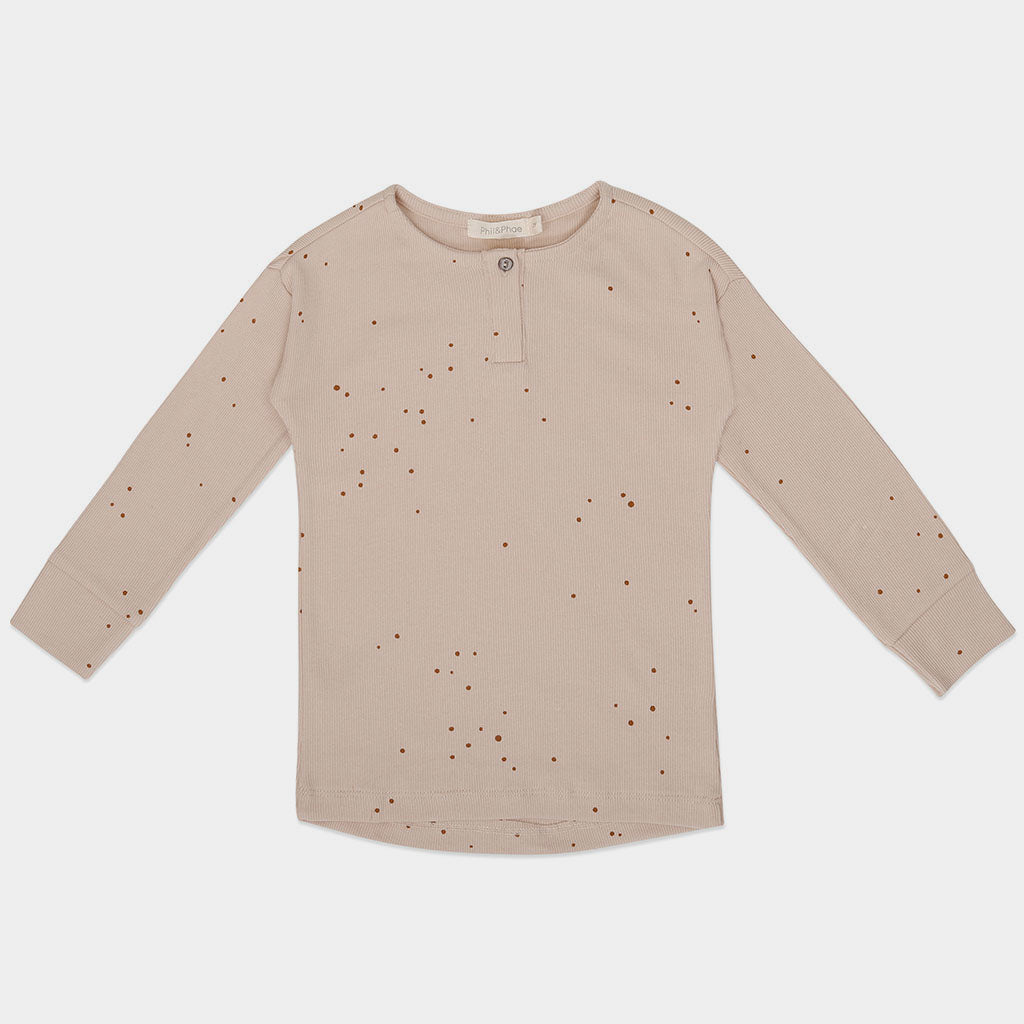 Shirt Rib Henley Dots Creme