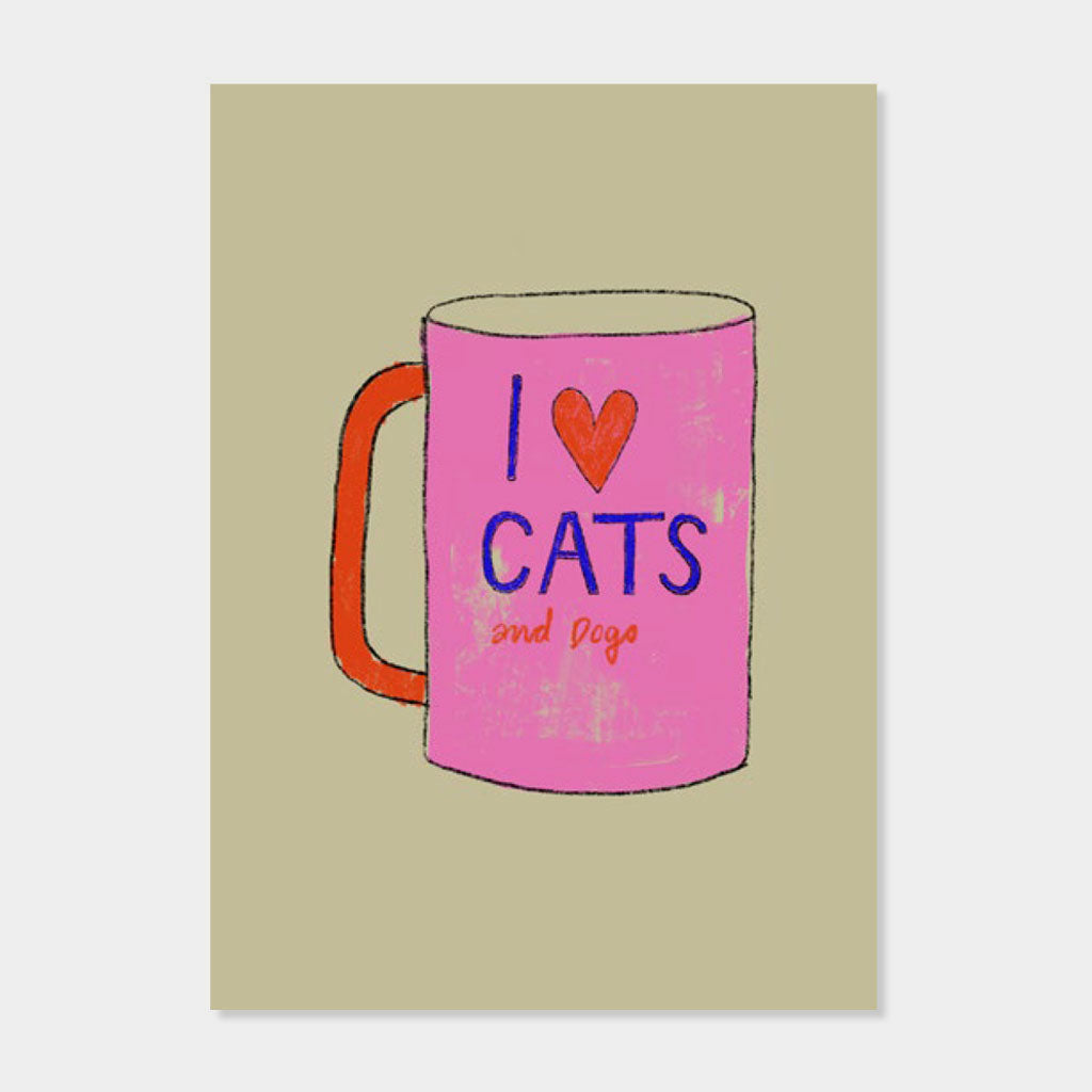 Postkarte I Love Cats