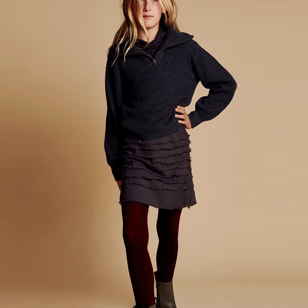 Sweatshirt Knit Zipper Navy