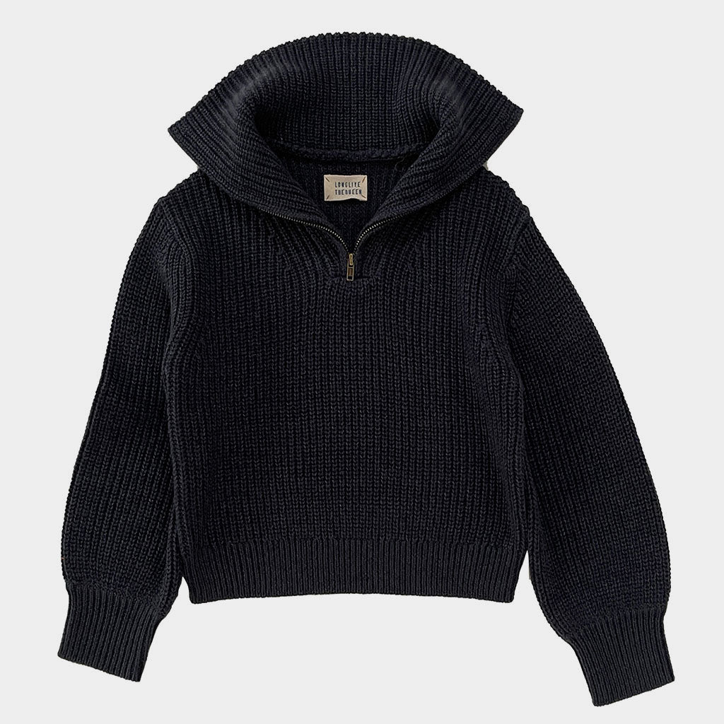 Sweatshirt Knit Zipper Navy