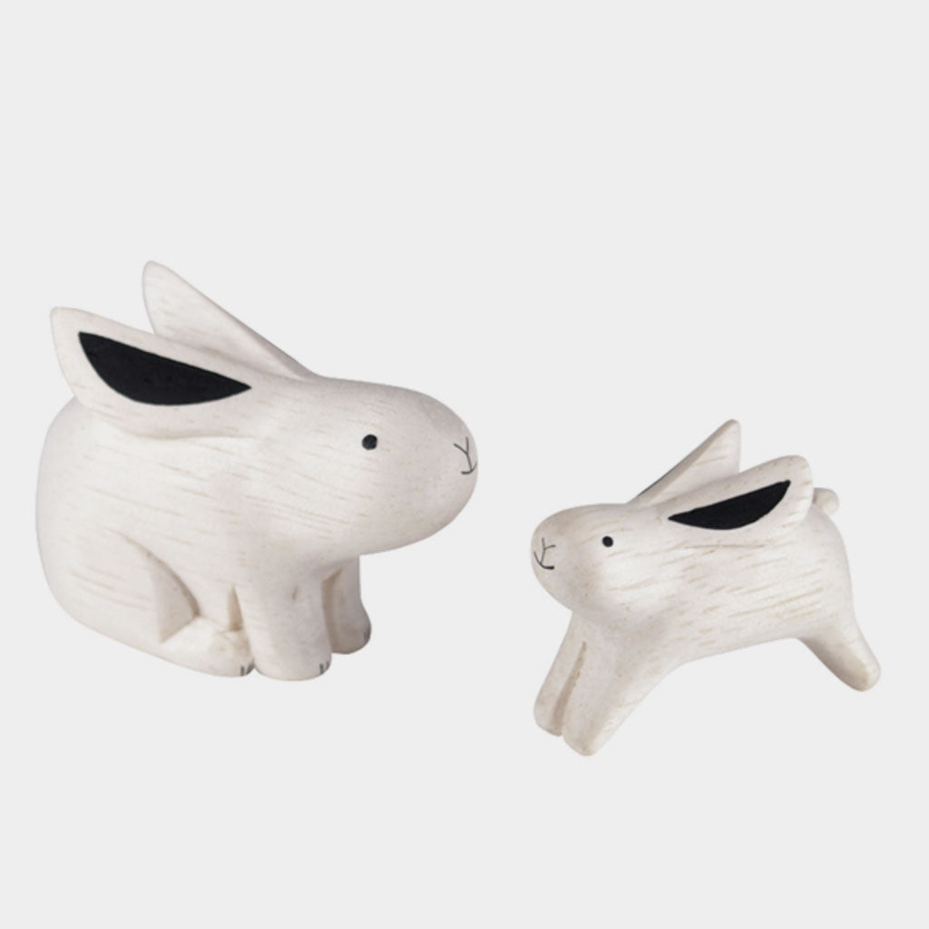 Holzfigur Rabbit Family